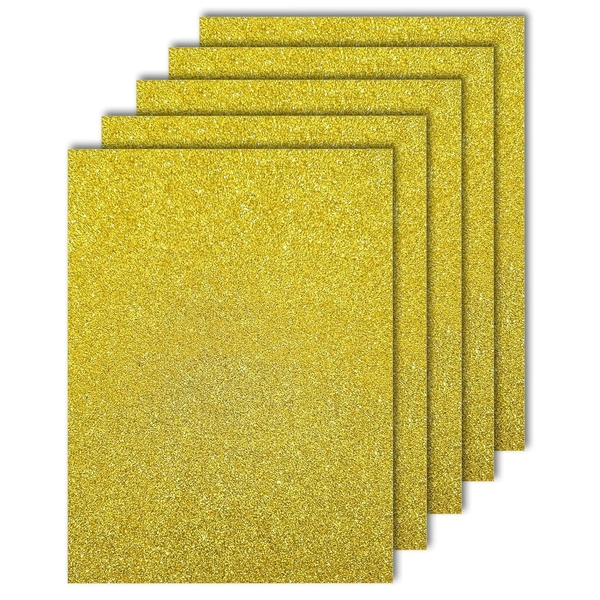 A4 Size Glitter Foam Sheets Adhesive , Golden Yellow Colour- for Art & Craft, Decoration, Gift Wrapping, Scrapbooking etc