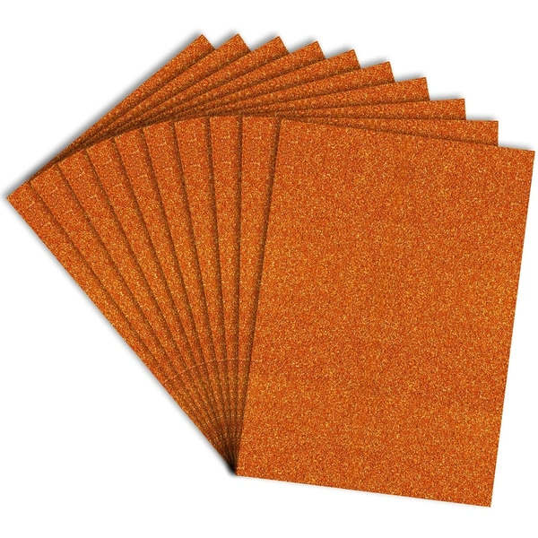 A4 Size Glitter Foam Sheets Adhesive , orange Colour- for Art & Craft, Decoration, Gift Wrapping, Scrapbooking etc
