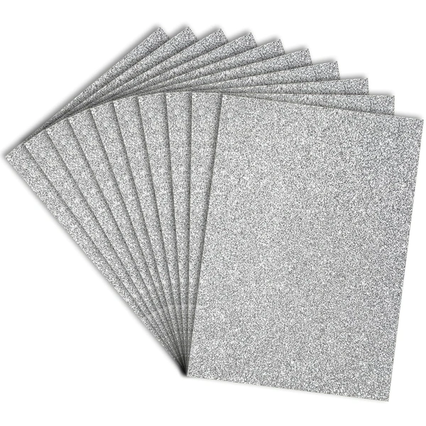 A4 Size Glitter Foam Sheets Adhesive , Silver Colour- for Art & Craft, Decoration, Gift Wrapping, Scrapbooking etc
