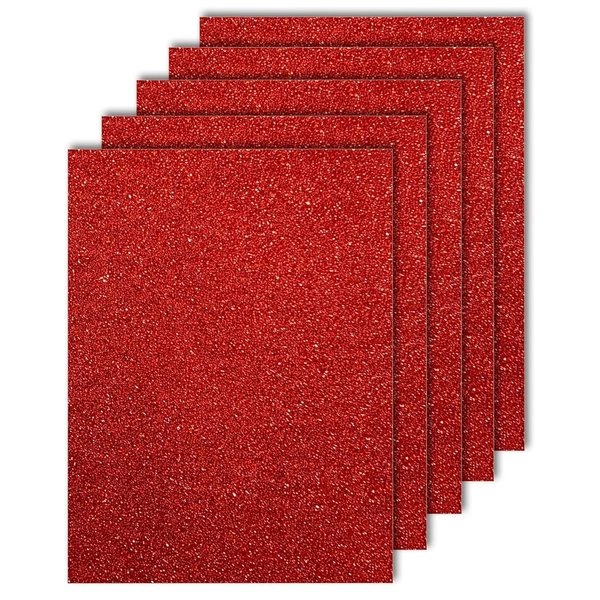 A4 Size Glitter Foam Sheets Adhesive , Red Colour- for Art & Craft, Decoration, Gift Wrapping, Scrapbooking etc