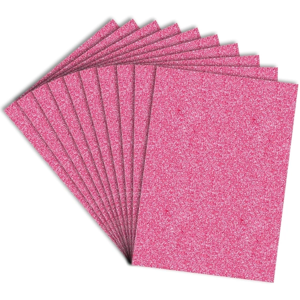 A4 Size Glitter Foam Sheets Adhesive , Pink Colour- for Art & Craft, Decoration, Gift Wrapping, Scrapbooking etc