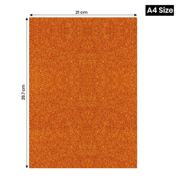 A4 Size Glitter Foam Sheets Adhesive , orange Colour- for Art & Craft, Decoration, Gift Wrapping, Scrapbooking etc