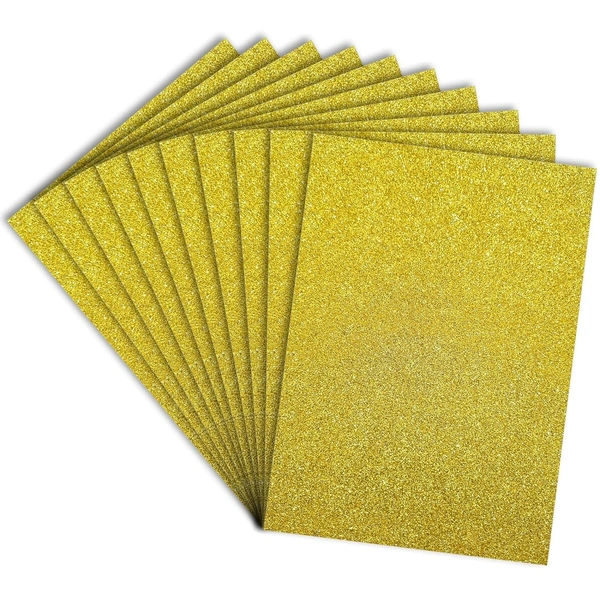 A4 Size Glitter Foam Sheets Adhesive , Golden Yellow Colour- for Art & Craft, Decoration, Gift Wrapping, Scrapbooking etc