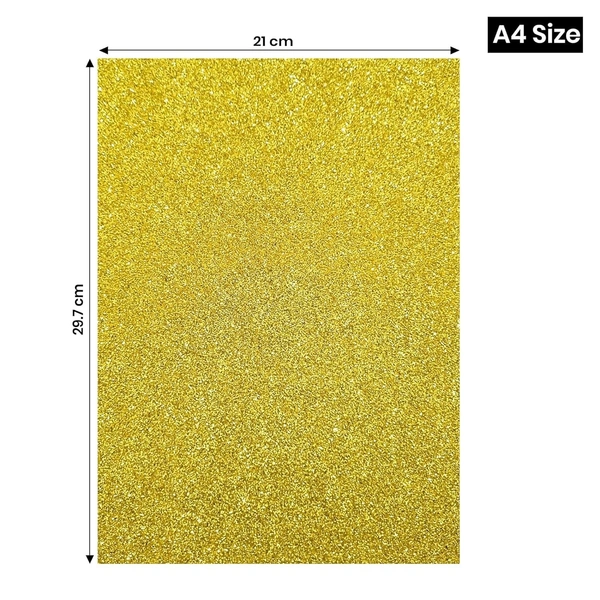 A4 Size Glitter Foam Sheets Adhesive , Golden Yellow Colour- for Art & Craft, Decoration, Gift Wrapping, Scrapbooking etc