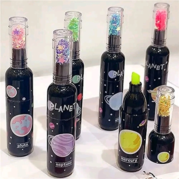 Hi-lighter Marker Theme Planet Bottle Shape Pack Of 6