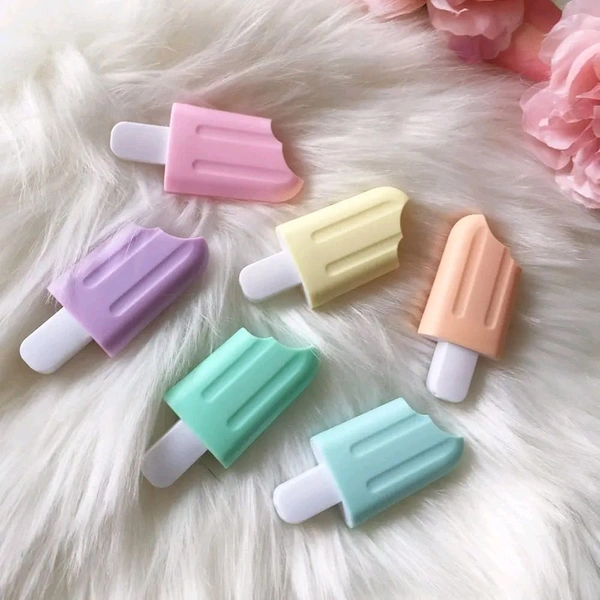 Hi-lighter Marker Pastel Ice Cream Stick Popsicle Shape Pack Of 6