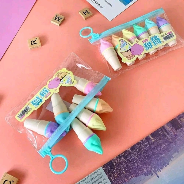 Hi-lighter Marker Softy Ice Cream Marker Set Of 6