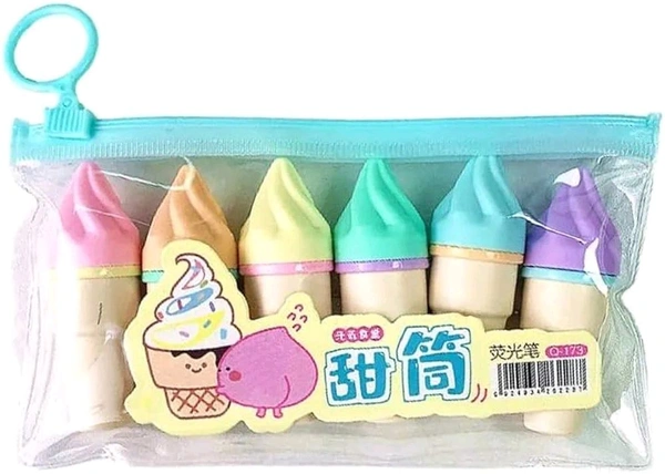 Hi-lighter Marker Softy Ice Cream Marker Set Of 6