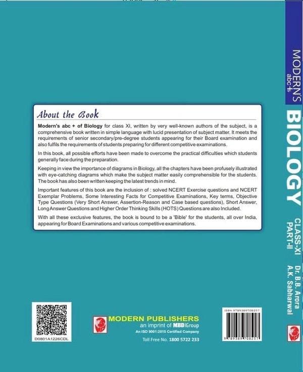MODERNS ABC PLUS OF BIOLOGY CLASS-11 (PART-1 & 2) BB ARORA & AK SABHARWAL (2025)