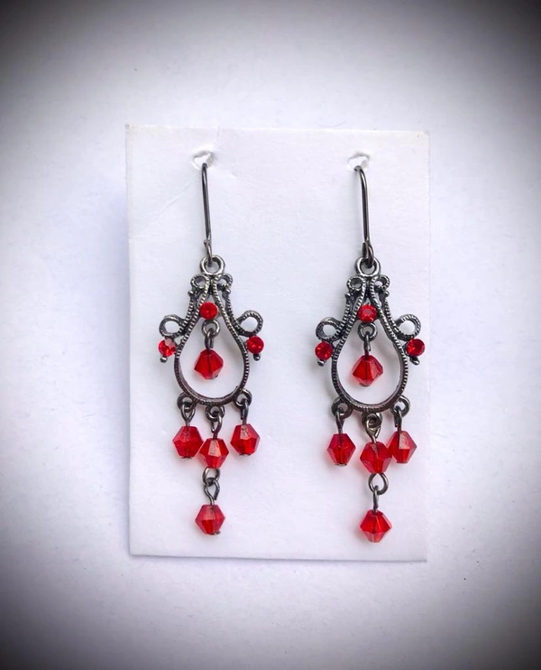 Water Drop Earrings with Beads Code-E 1(A) - White