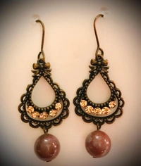 Drop Earring With Bead Code-E 1(B) - Brown