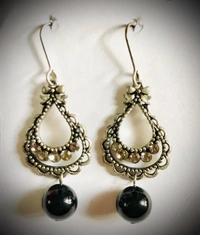Drop Earring With Bead Code-E 1(B) - White Purple