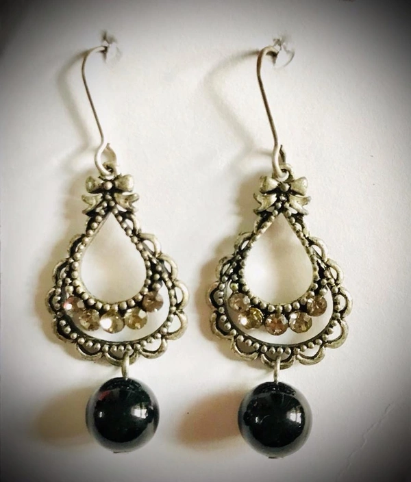 Drop Earring With Bead Code-E 1(B) - White Purple