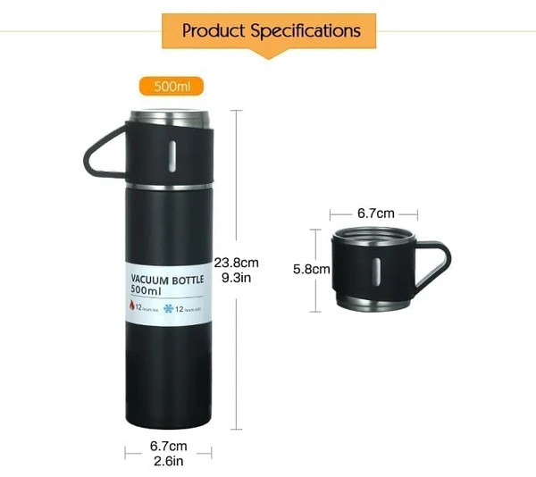 Vacuum Flask - Black Color - Regular Price