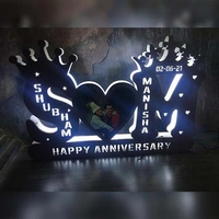 15x23" Inch - Custom LED Couple Initials with Crowns - 