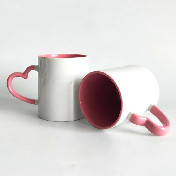 My Album Zone 3 Tone Inner & Heart Handle Color Mugs - Pink