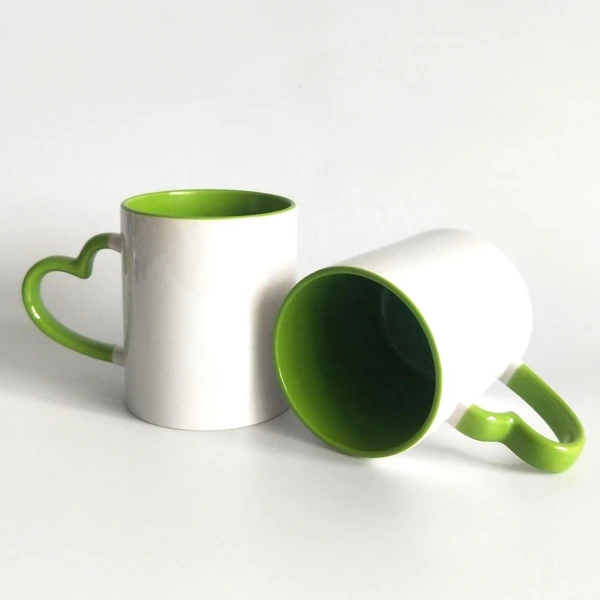 My Album Zone 3 Tone Inner & Heart Handle Color Mugs - Parrot Green