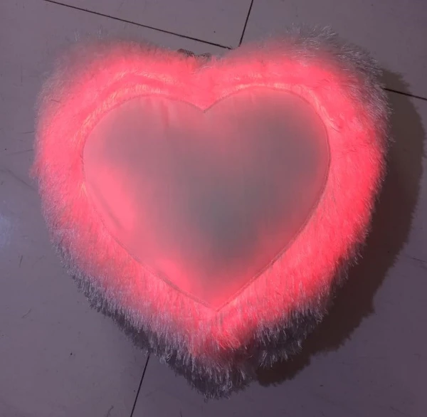 Single LED Fur Pillow - Heart Shape