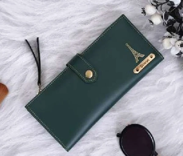 Ladies 2 Fold Button Wallet - Green