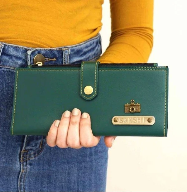 Ladies 2 Fold Button Wallet - Green