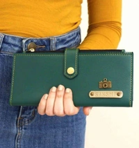 Ladies 2 Fold Button Wallet - Dark Brown