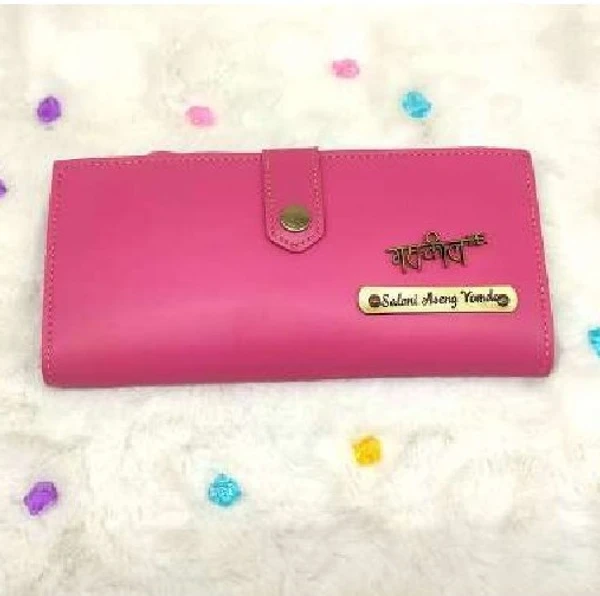 Ladies 2 Fold Button Wallet - Peach