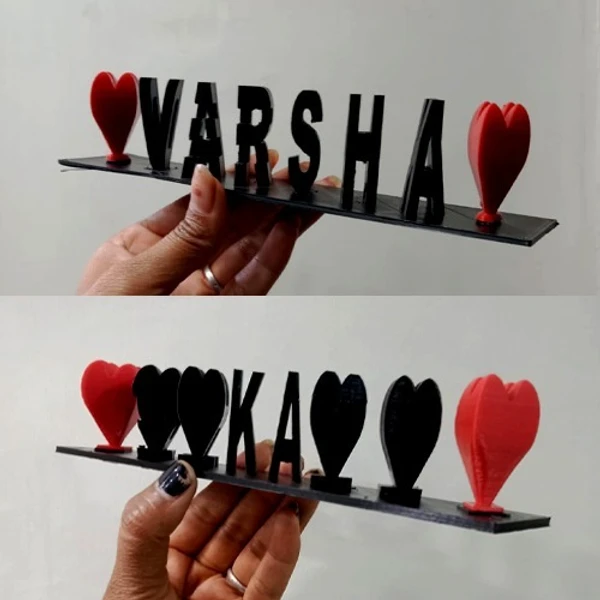 Flip Name with Black Letters and Red Hearts