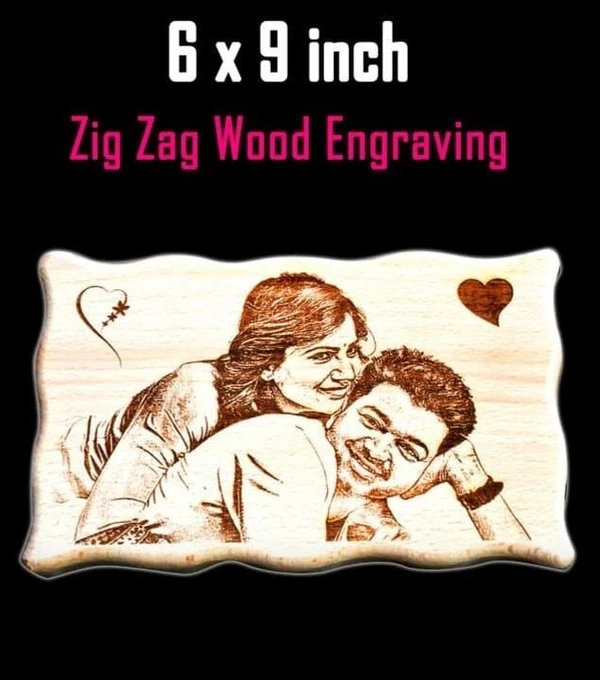 6x8" Inch Zigzag - Engraved Wooden Plaque