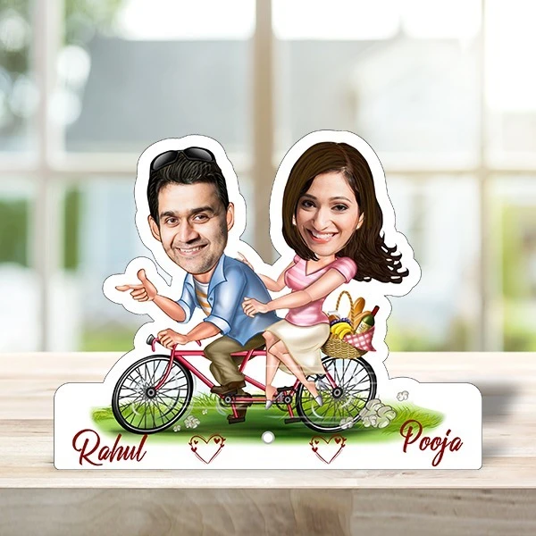 ACC03 - Couple on Bicycle - Caricature Cartoon Frame