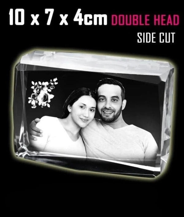 10x7x4 Cms - 3D Engraved Crystal Cube