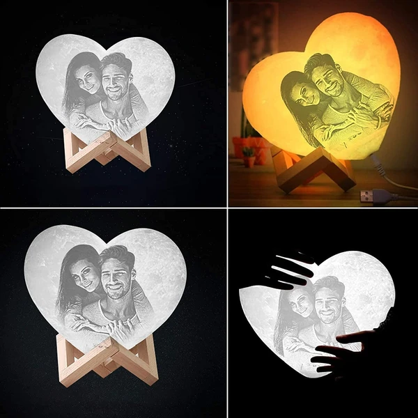 Moon Lamp - Heart Shape - 6 Cms - Single Color