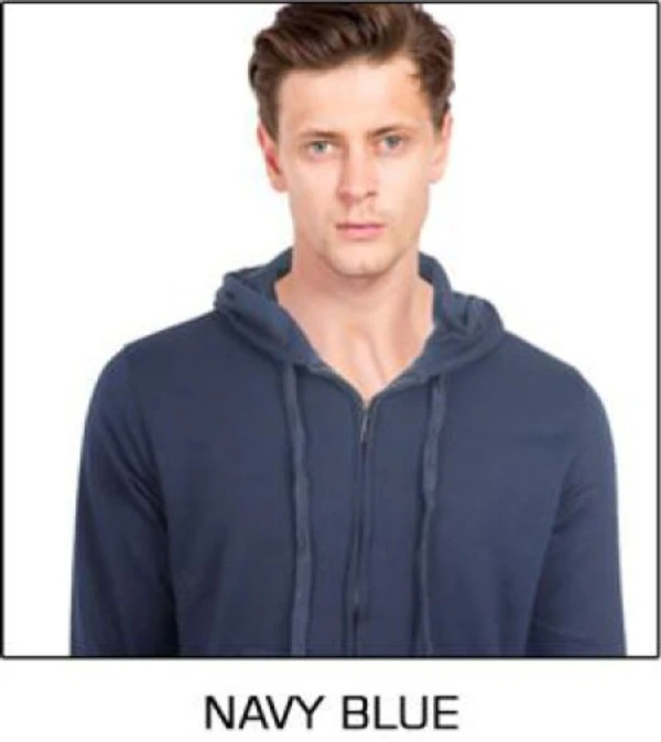 Poly-Cotton Hoodie with Cap & Zip - Navy Blue - L