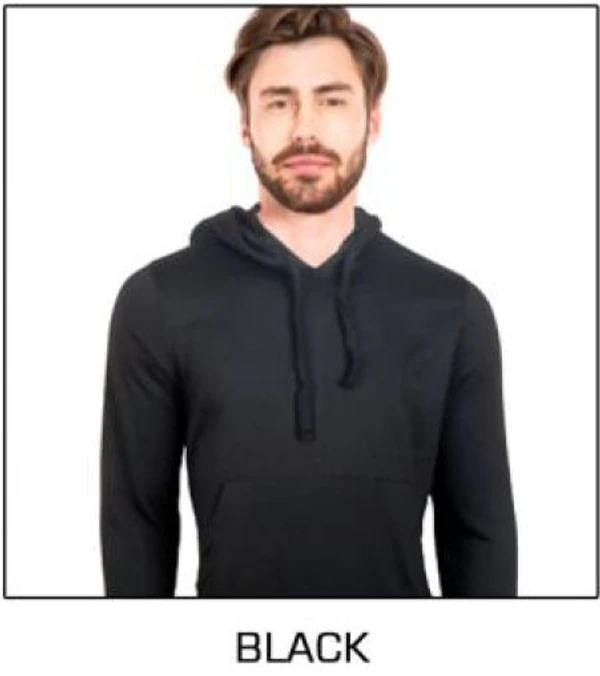 Poly-Cotton Hoodie with Cap & Without Zip - Black - L