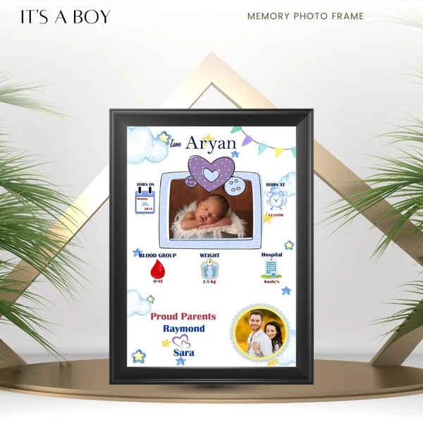 It's A Boy - Memory Photo Frame - A4 Size