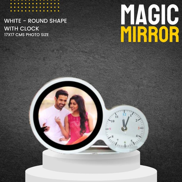 Magic Mirror - White Round with Clock