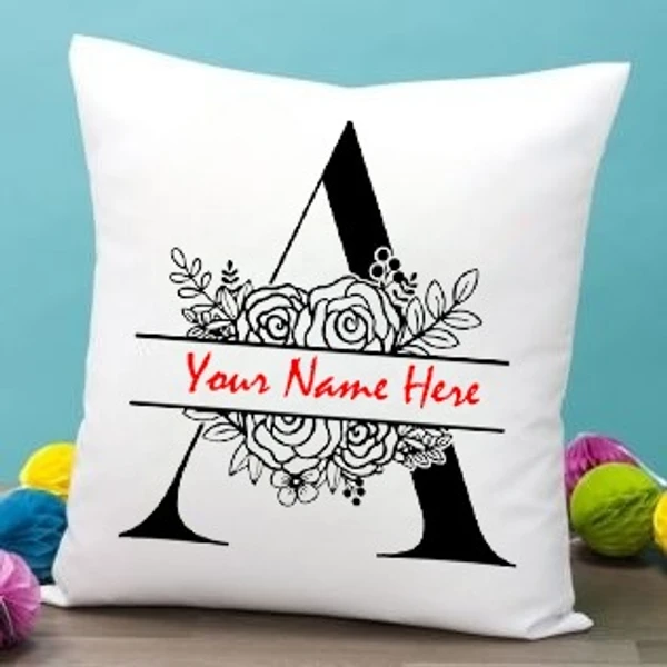 White Satin - A Alphabet Name Pillow - 16x16 Inch