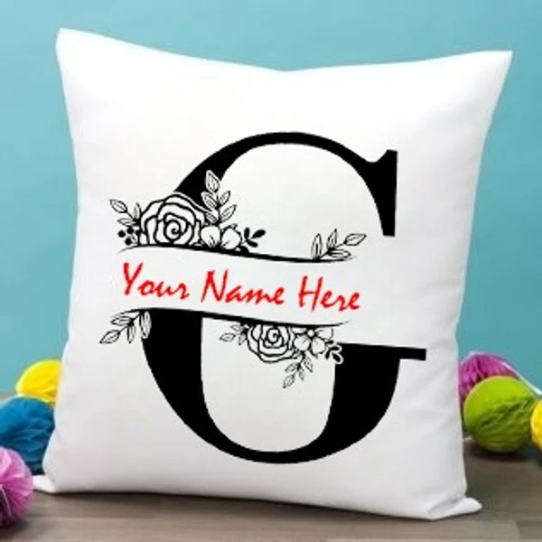 White Satin - G Alphabet Name Pillow - 16x16 Inch