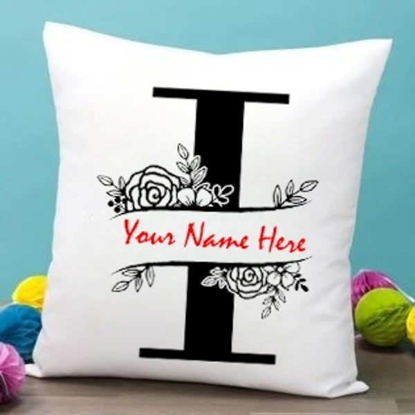 White Satin - I Alphabet Name Pillow - 16x16 Inch