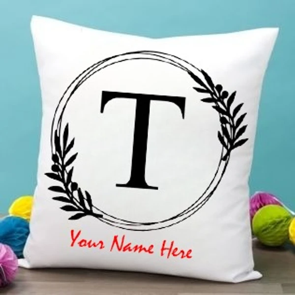 White Satin - T Alphabet Name Pillow - 16x16 Inch