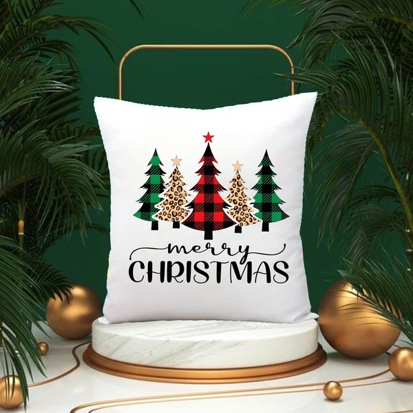 White Satin Pillow -Xmas 01 - 16x16 Inch