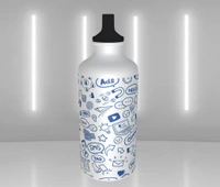Social Theme with Name - Personalized Sipper Water Bottle - 