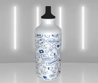 Social Theme with Name - Personalized Sipper Water Bottle - 