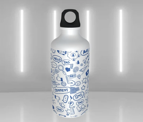 Social Theme with Name - Personalized Sipper Water Bottle - 600ml
