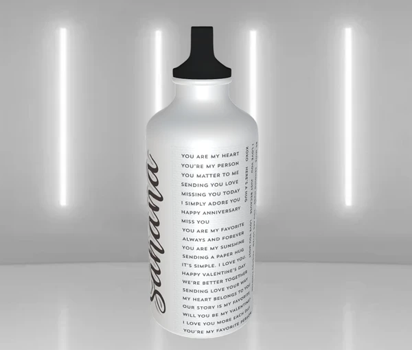 Love Theme with Name - Personalized Sipper Water Bottle - Regular Price