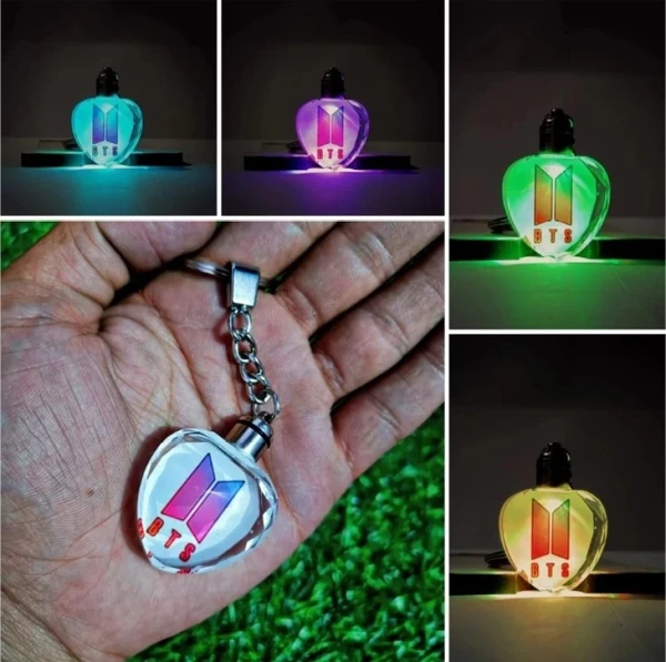 Printed LED Crystal Key Chain - Heart Shape