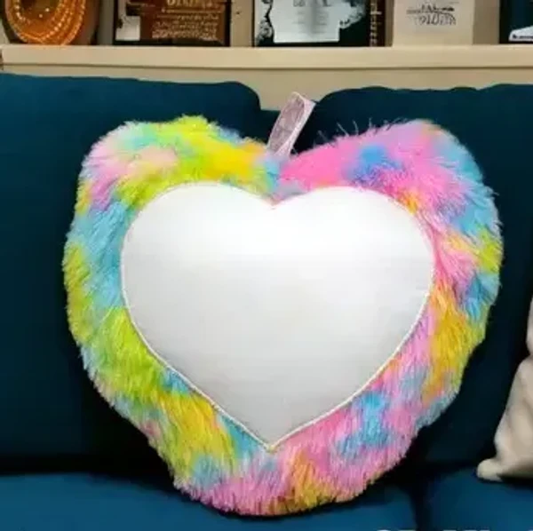 Fur Pillow - Heart Shape - Multi Color