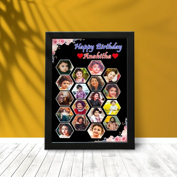 Hexa -Birthday Collage-Photo Frame - A4 Size