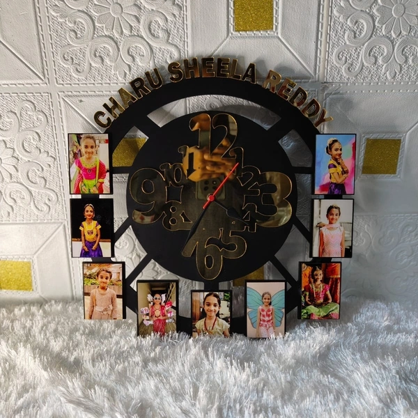 My Album Zone MDF Wall Collage Frame - Custom Name with clock - SKU504