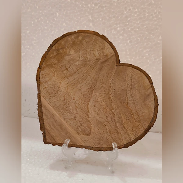 8x8" Inch - Natural Wood - Heart Shape