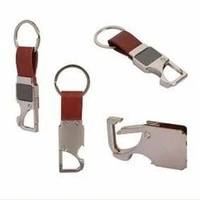 Hook Type PU Leather Metal Keychain - Dark brown